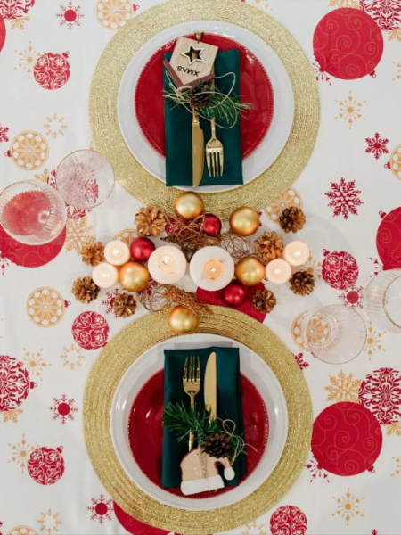 Toalha de Mesa Bolinhas de Natal